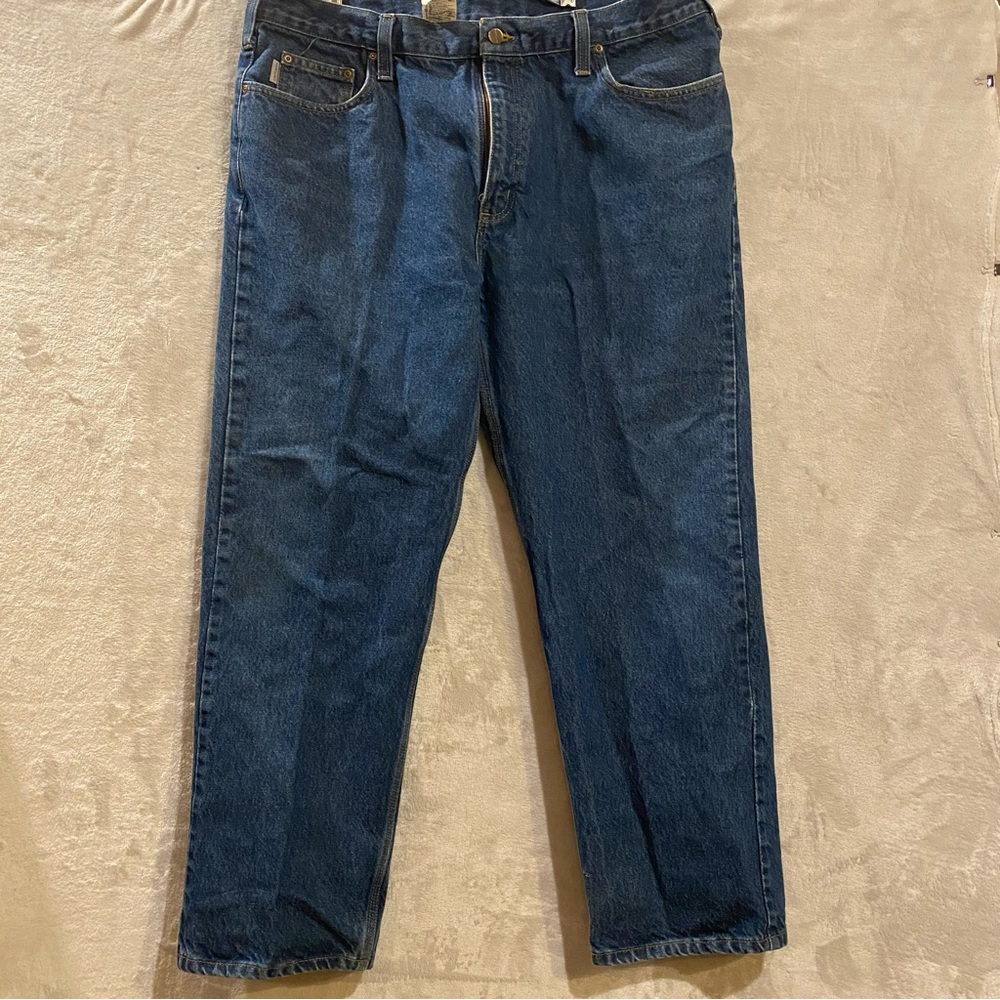 Carhartt Pants Men’s 42x30 Blue Relaxed Fit Denim Jeans Dark Wash Traditional